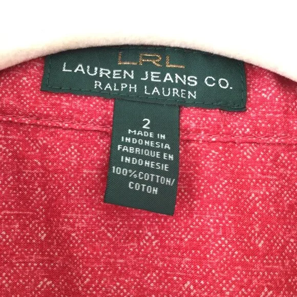 Lauren Ralph Lauren Women's Long Sleeve Pink Button Up Collar V Neck Blouse - Picture 8 of 9